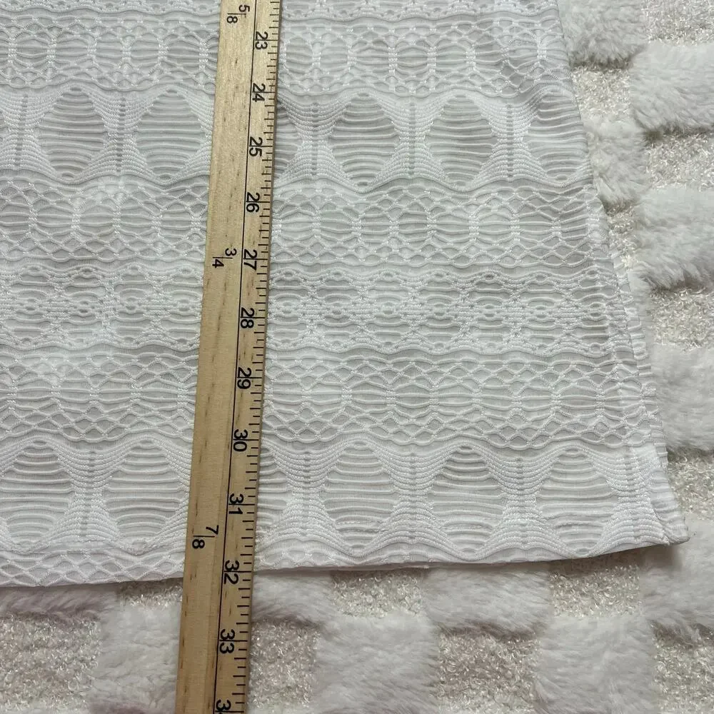 J Valdi White Sheer Lace Swim Cover Up Tunic M 3/4 Sleeve Beach Resort